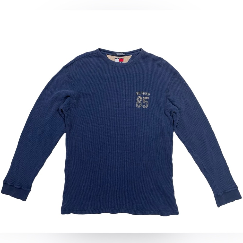 Tommy Hilfiger Thermal Top Men’s L Blue Long Sleeve Y2K Tommy Hilfiger